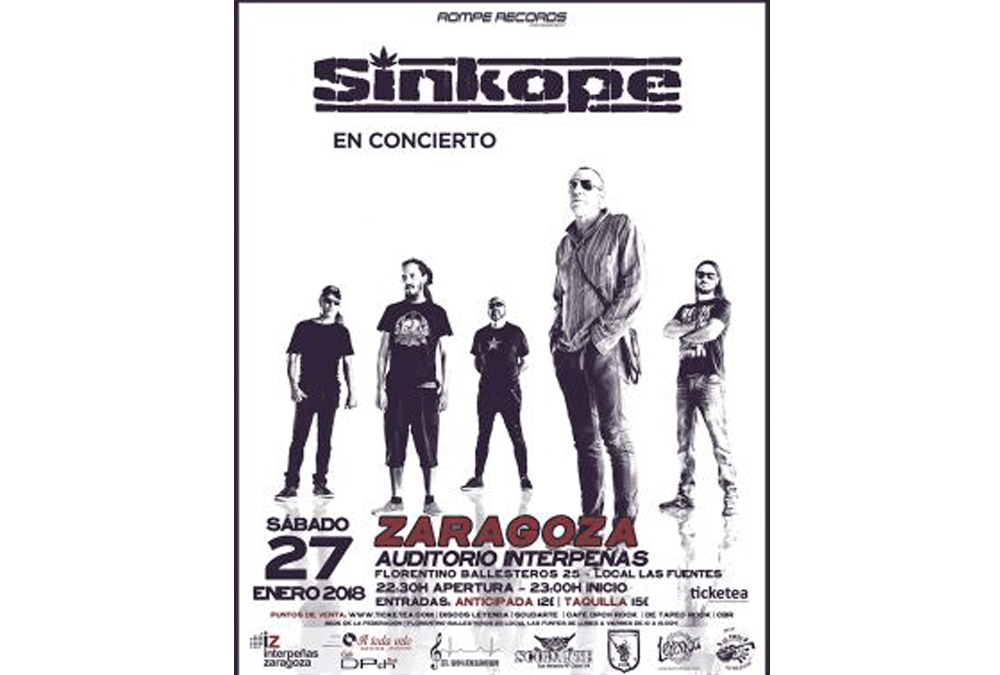 Concierto Sínkope Zaragoza Conciertos Auditorio Interpeñas. Conciertos Zaragoza 2017. Peñas Zaragoza. Federación Interpeñas de Zaragoza.