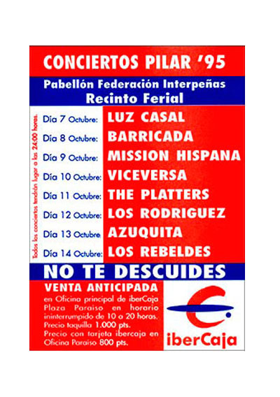 1995-pabellon interpenias zaragoza fiestas del pilar Fiestas del Pilar de Zaragoza 1995. Pabellón Interpeñas Zaragoza 1995. Pilar 95. Fiestas del Pilar 1995. Peñas Zaragoza. Federación Interpeñas de Zaragoza. Cartel Fiestas del Pilar 1995 Interpeñas Zaragoza.