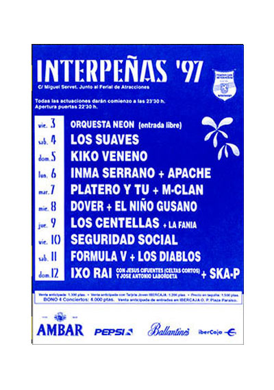 1997-cartel pabellon interpeñas zaragoza fiestas del pilar Fiestas del Pilar de Zaragoza 1997. Pabellón Interpeñas Zaragoza 1997. Pilar 97. Fiestas del Pilar 1997. Peñas Zaragoza. Federación Interpeñas de Zaragoza. Cartel Fiestas del Pilar 1997 Interpeñas Zaragoza.