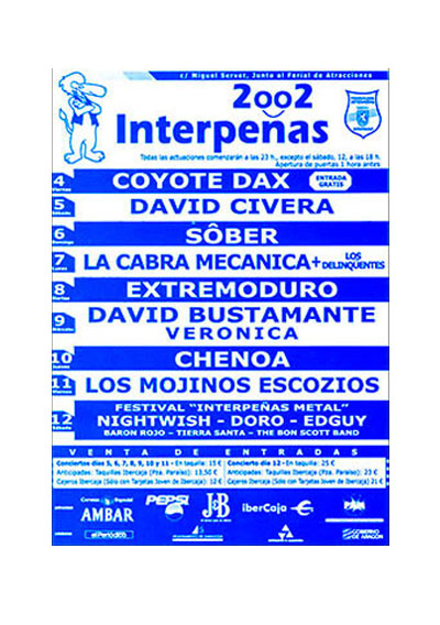 2002-cartel pabellon interpeñas zaragoza fiestas del pilr Fiestas del Pilar de Zaragoza 2002. Pabellón Interpeñas Zaragoza 2002. Pilar 2002. Fiestas del Pilar 2002. Peñas Zaragoza. Federación Interpeñas de Zaragoza. Cartel Fiestas del Pilar año 2002 Interpeñas Zaragoza.