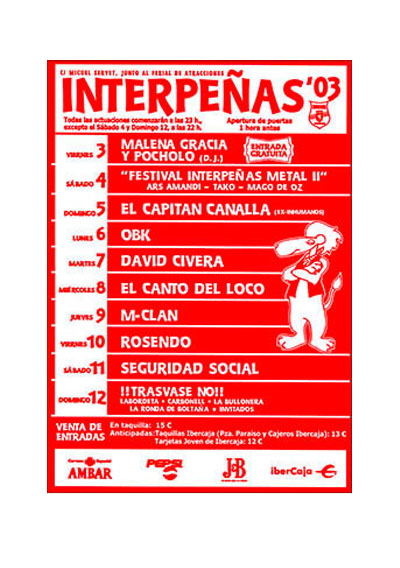 2003-cartel pabellon interpeñas zaragoza fiestas del pilar Fiestas del Pilar de Zaragoza 2003. Pabellón Interpeñas Zaragoza 2003. Pilar 2003. Fiestas del Pilar 2003. Peñas Zaragoza. Federación Interpeñas de Zaragoza. Cartel Fiestas del Pilar año 2003 Interpeñas Zaragoza.
