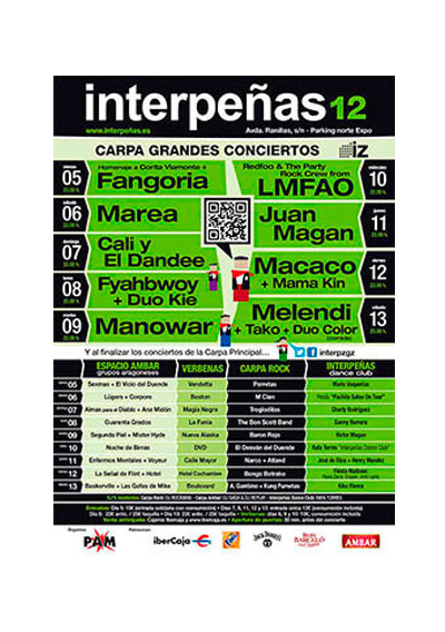 2012-cartel pabellon interpeñas zaragoza fiestas del pilar Fiestas del Pilar de Zaragoza 2012. Pabellón Interpeñas Zaragoza 2012. Pilar 2012. Fiestas del Pilar 2012. Peñas Zaragoza. Federación Interpeñas de Zaragoza. Cartel Fiestas del Pilar año 2012 Interpeñas Zaragoza. Conciertos Fiestas del Pilar 2012 Zaragoza.