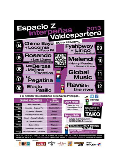 2013-cartel pabellon interpeñas zaragoza fiestas del pilar Fiestas del Pilar de Zaragoza 2013. Pabellón Interpeñas Zaragoza 2013. Pilar 2013. Fiestas del Pilar 2013. Peñas Zaragoza. Federación Interpeñas de Zaragoza. Cartel Fiestas del Pilar año 2013 Interpeñas Zaragoza. Conciertos Fiestas del Pilar 2013 Zaragoza.